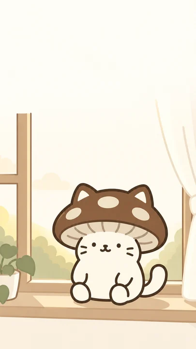 あさのしいたけねこのスマホ壁紙