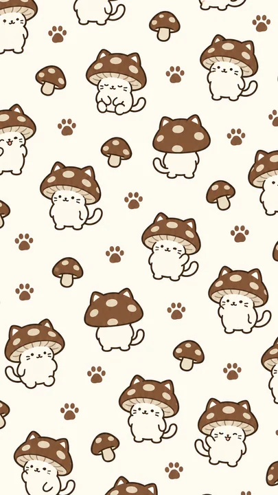 しいたけねこもようのスマホ壁紙